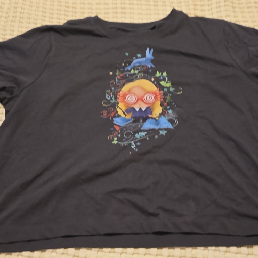 Womens Gray Crop Top With Luna Lovegood, Harry Potter